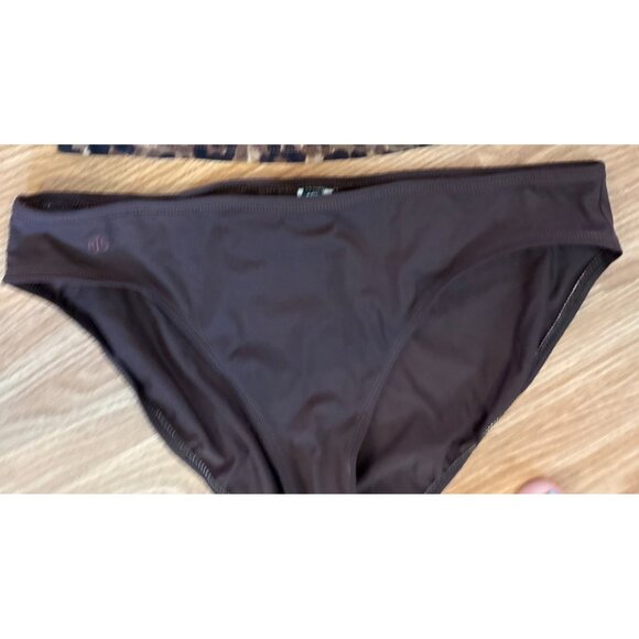 Lauren Ralph Lauren Leopard Print Tankini Top & Solid Brown Bikini Bottoms Sz 14 - Picture 9 of 14